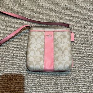 Coach light pink/khaki crossbody purse